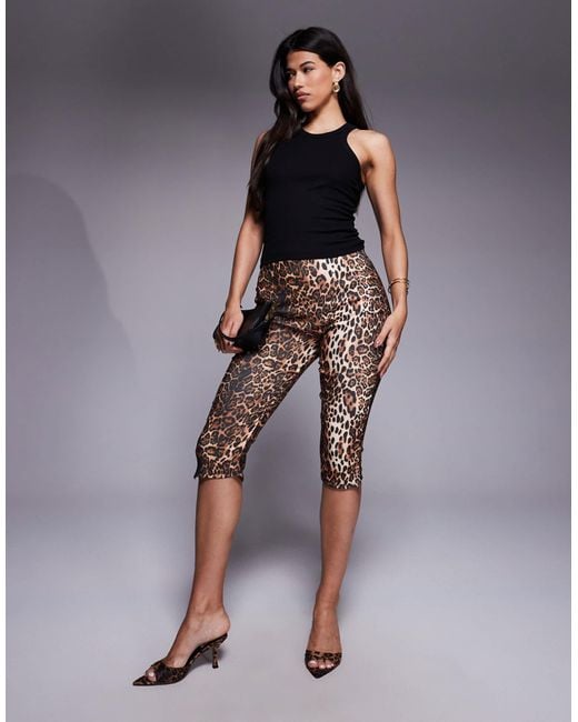 ASOS Blue Bengaline Capri Trouser With Split At Sides