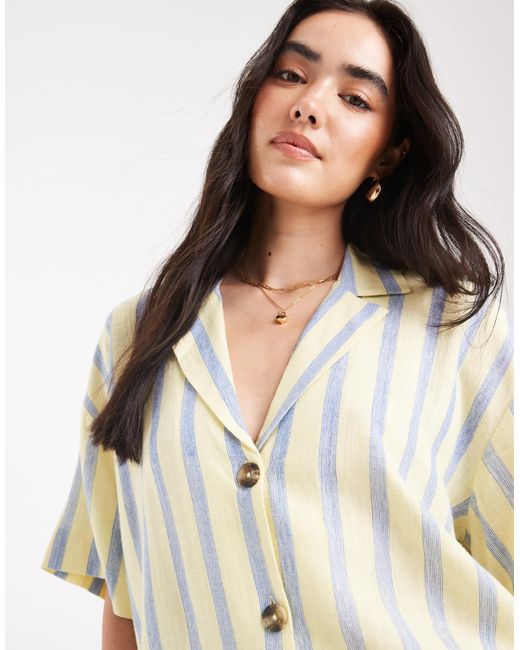 ASOS White Linen Blend Short Sleeve Co-ord Shirt
