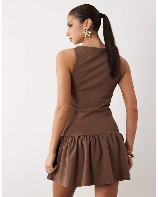 ASOS Natural Textured Crepe Sleeveless Peplum Mini Dress