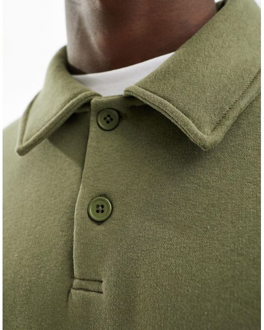 SELECTED Green Oversized Polo Sweater for men