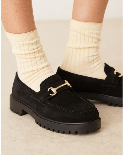 Walk London Black Clara Trim Loafers