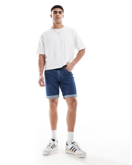 ASOS Blue Slim Stretch Denim Shorts for men