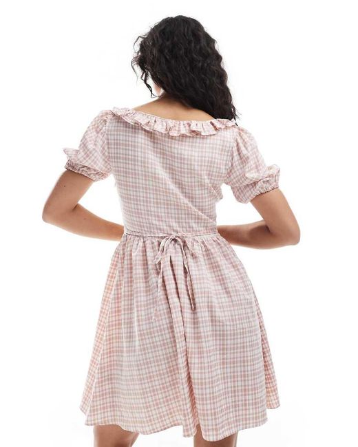 Vestito Corto A Quadri Con Dettaglio Stile Corsetto di New Look in White