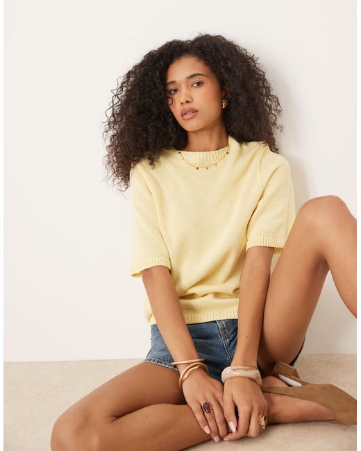 ASOS Natural Knitted Boxy T-shirt