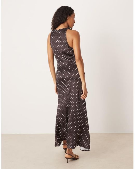 ASOS Natural Racer Satin Maxi Dress