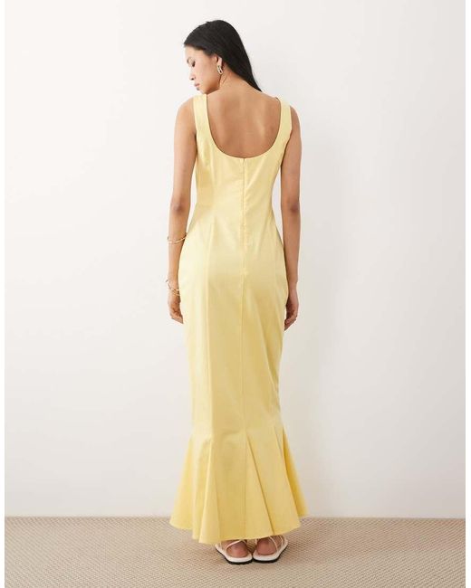 ASOS Yellow Asos Design Tall Scoop Neck Fishtail Godet Maxi Dress