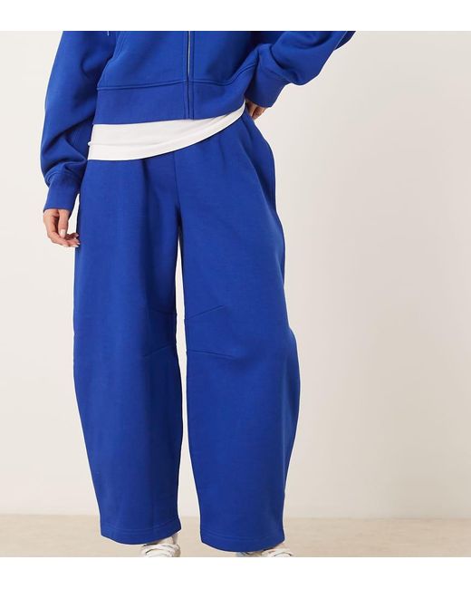 ASOS Blue Asos Design Petite Barrel Leg Brushback jogger