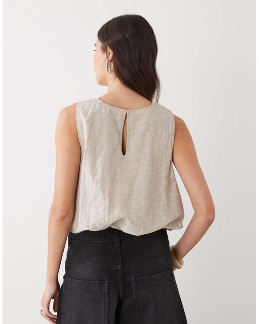 Monki Natural Linen Blend Bubble Top
