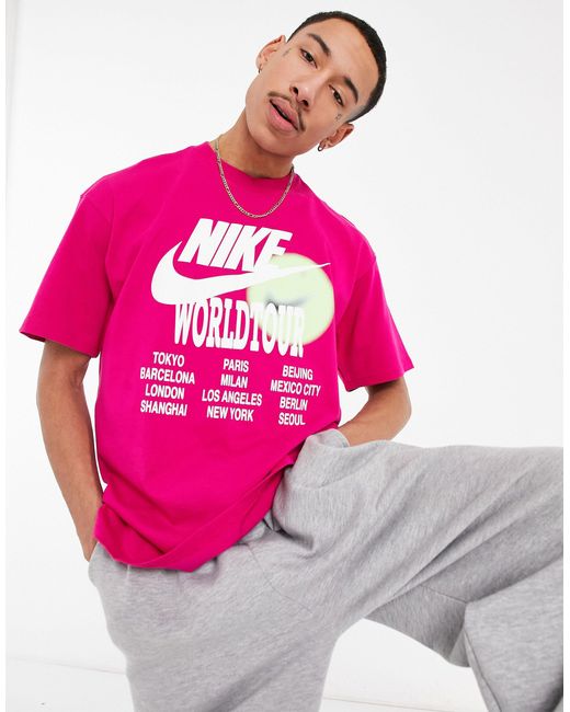 Nike Pink World Tour Pack Graphic Oversized T-shirt