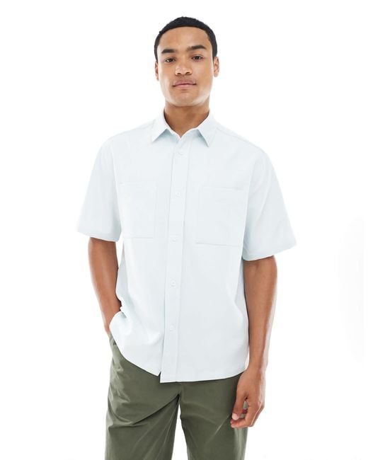 ASOS White Relaxed Shirt With Patch Pockets for men