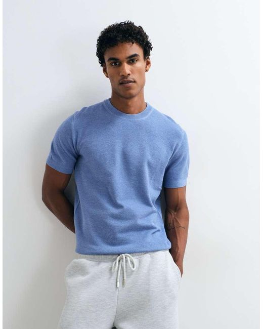 Mango Blue Knitted T-shirt for men