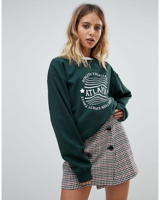 Daisy Street Atlanta Sweatshirt in Green | Lyst