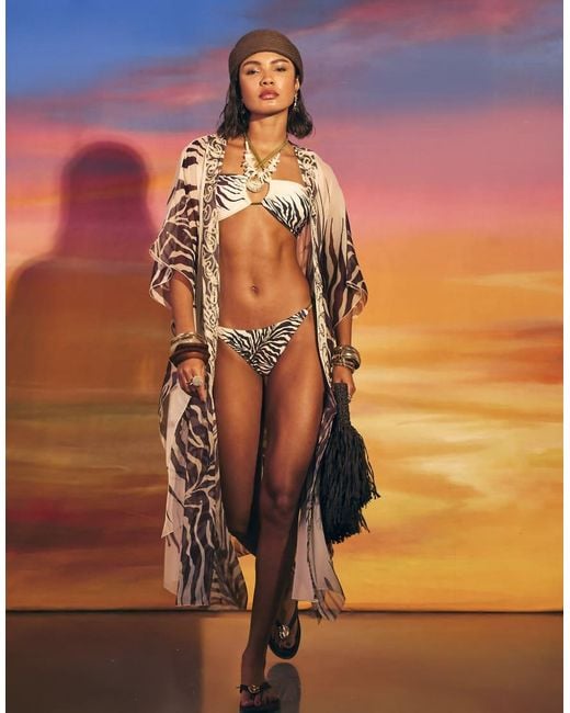 River Island Natural Animal Print Kimono