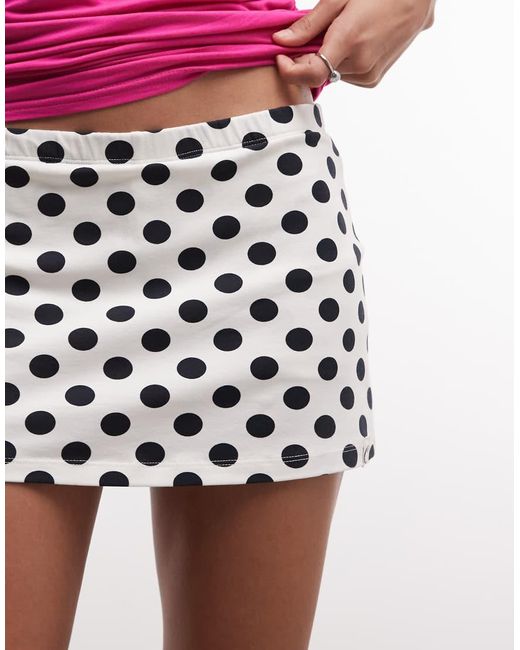 Collusion Pink Polkadot Mini Skort-white
