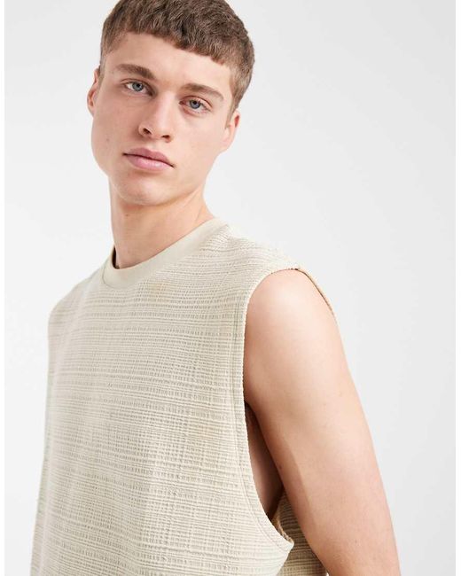 ASOS Natural Heavyweight Oversized Tank for men