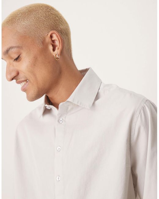 ASOS Natural Boxy Oversized Poplin Shirt for men