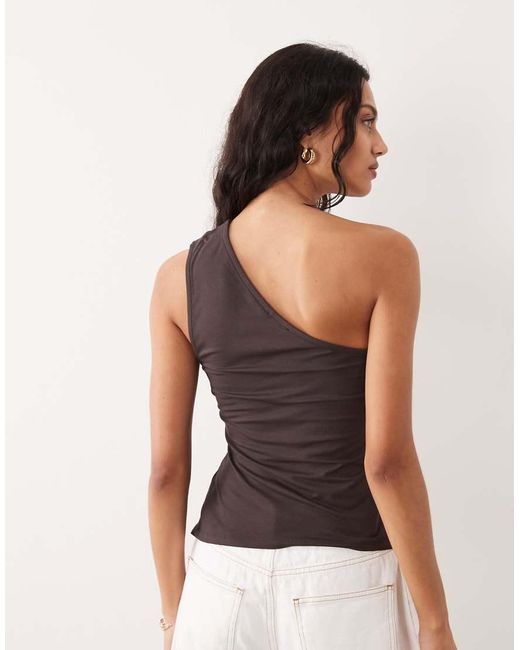ASOS Black One Shoulder With Ruching Top