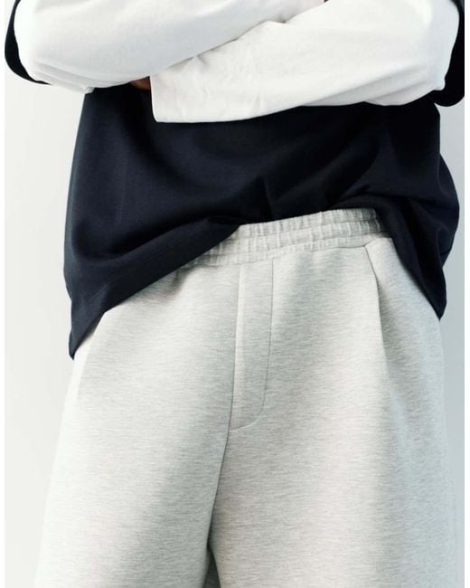 Pull&Bear White Balloon Fit Tracksuit Bottoms for men