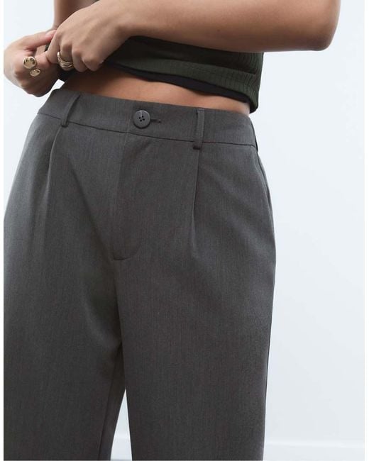 Stradivarius Gray Smart Straight-leg Trousers