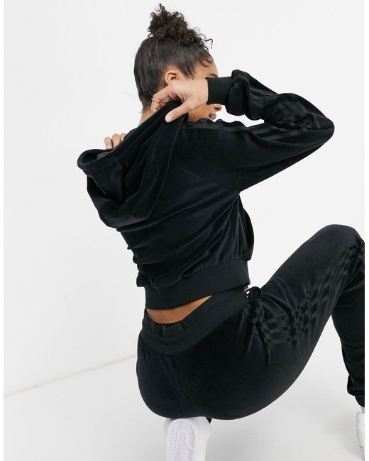 adidas Originals 'relaxed Risqué' Velour Zip-through Hoodie in Black | Lyst  Australia