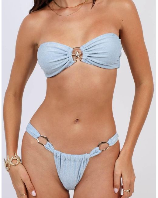 SIMMI Blue Glitter Bikini Bottoms With Hardware Detail