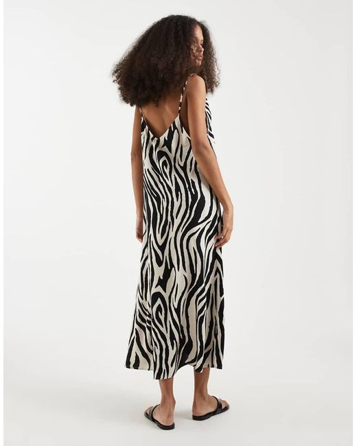 Vero Moda Black Linen Mix V Neck Midi Dress