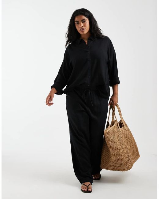 Noisy May Black Linen Mix Shirt