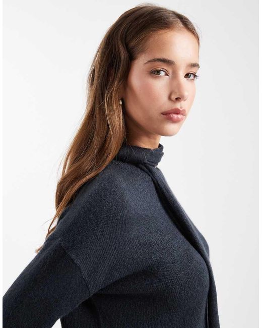 Mango Blue Teen Knitted Jumper With Scarf Detail
