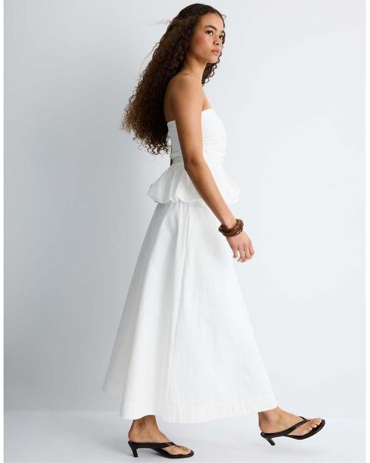 Stradivarius White Poplin Layered Skirt