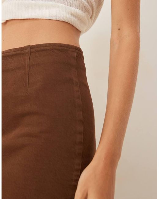 Falda Vaquera De Tubo Midi Marrón De ASOS de color Natural