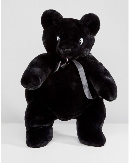 Lazy Oaf Black Faux Fur Teddy Bear Backpack