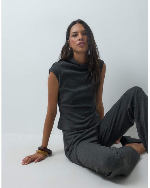 Mango Gray Michi High Neck Sleeveless Top Co-Ord