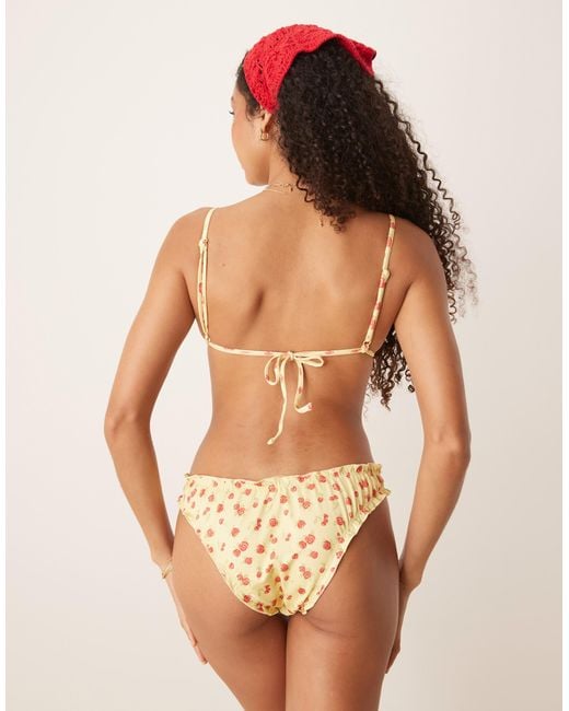 ASOS Natural Cherry Rose Scrunch Cheeky Bikini Bottom