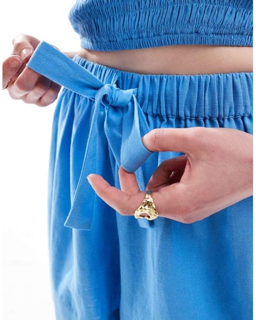 ASOS Blue Isabel Mix & Match Linen Look Beach Short