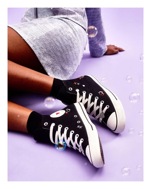 Converse Purple Chuck Taylor All Star Sneakers With Heart Embroidery