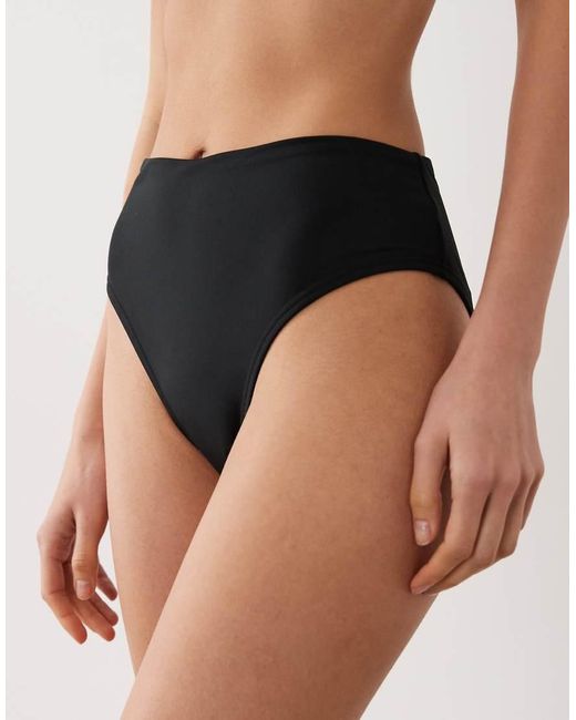 Speedo Black Solid Cheeky High Waist Bikini Bottom