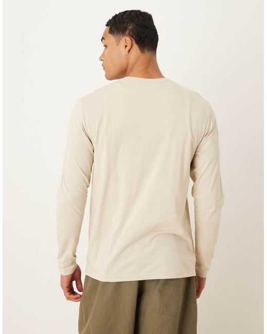 ASOS Natural Premium Supima Cotton Regular Fit T- Shirt With Long Sleeves for men