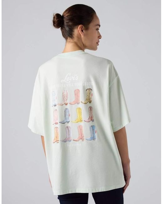 Camiseta Verde Pálido De Manga Corta Con Estampado Gráfico Apilado De Algodón Levi's de color White