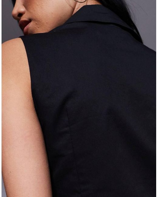 Princess Polly Black Tailored Open Tie Back Waistcoat