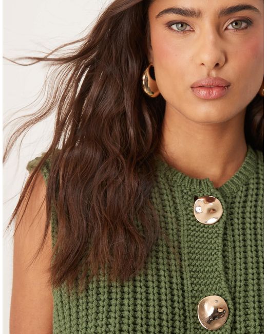 ASOS Green – grobstrick-weste
