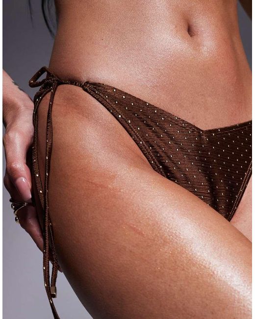 South Beach Black Studded Tieside Bikini Bottom