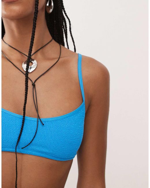 Collusion Blue Mix And Match Crinkle Deep Scoop Bikini Bralet