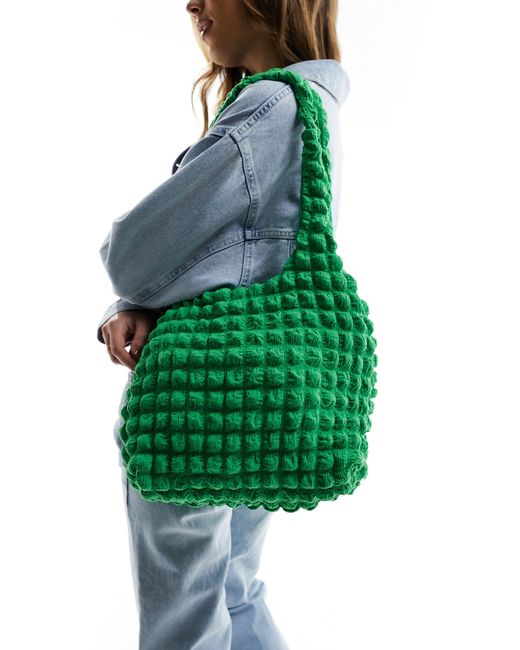 Glamorous Green Popcorn Texture Shoulder Bag