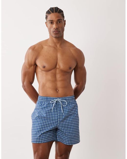 Jack & Jones Blue Tile Print Swim Shorts for men