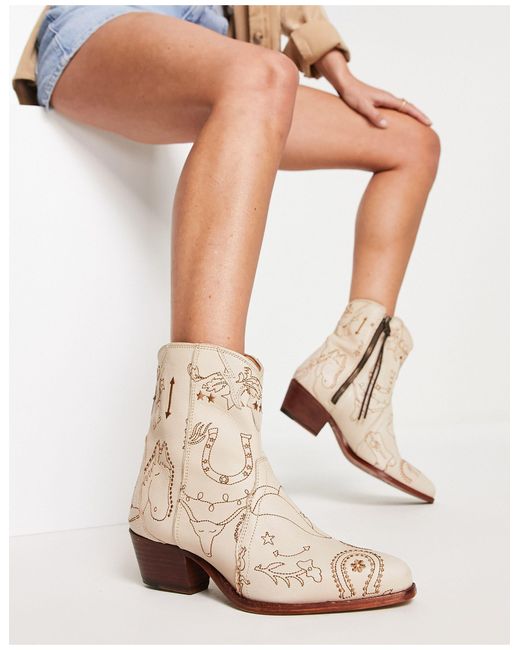 Free People New Frontier Doodle Print Western Boots Lyst UK