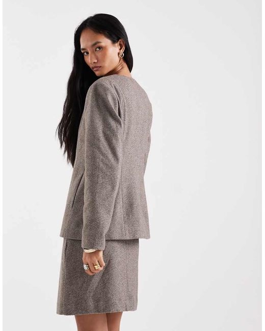 Pieces Natural High Waist Textured Tailored Mini Skirt Co-Ord