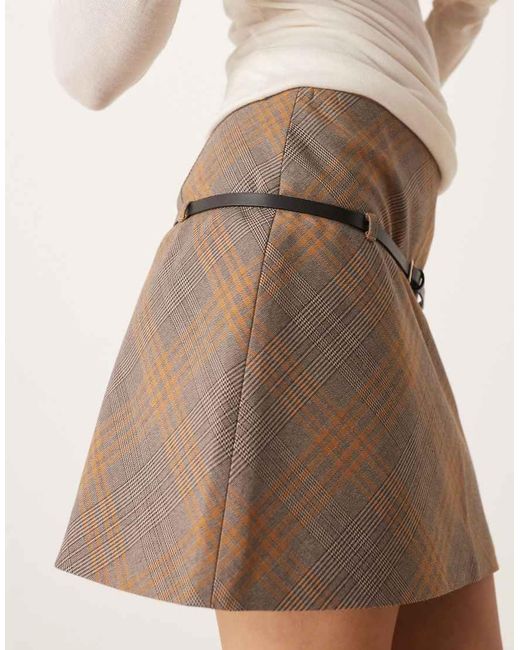 Mango Natural Belted Mini Skirt