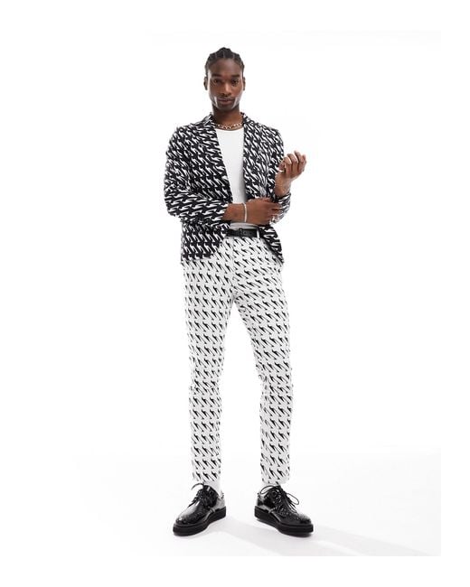 Twisted Tailor White Munro Houndstooth Suit Jacket for men