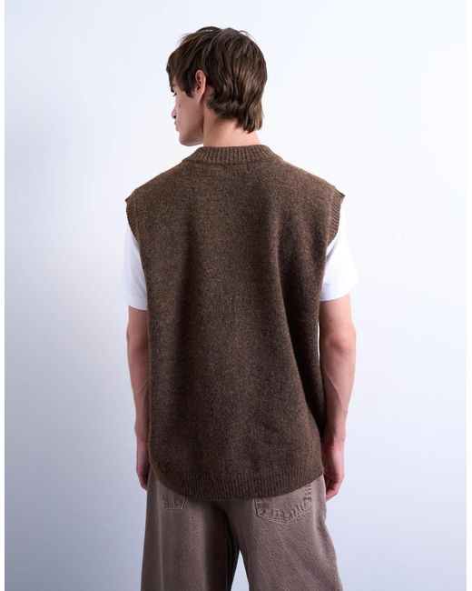 Topman – oversize-strickpullunder in Brown für Herren