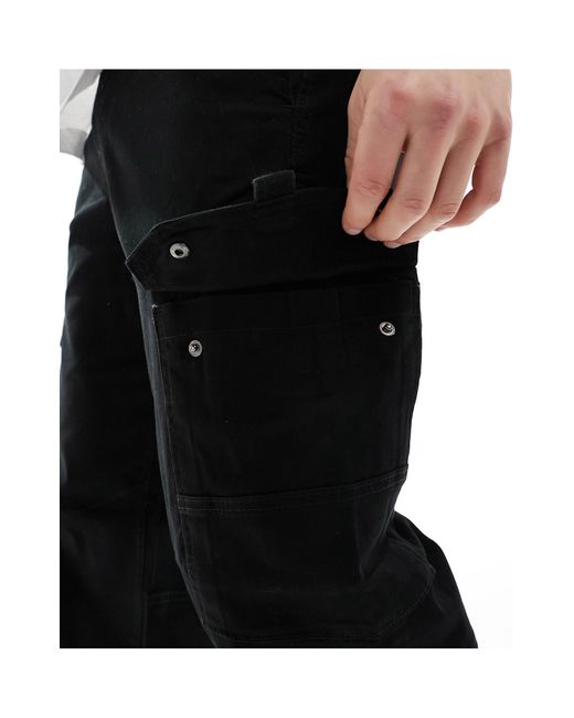 ADPT Black Wide Fit Cargo Trouser for men